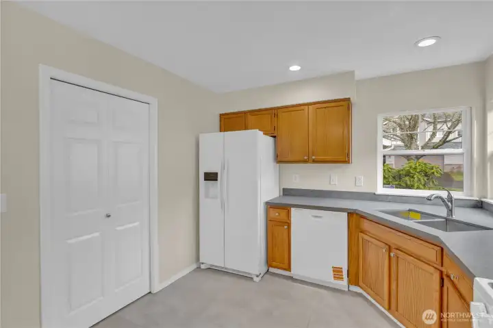 A dedicated pantry provides added storage.