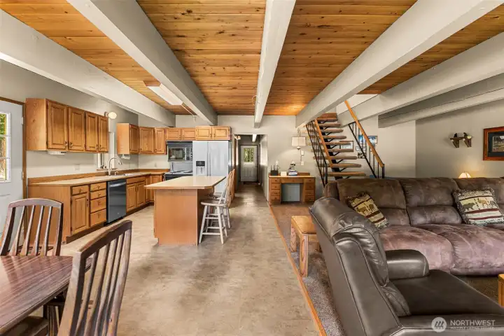Open Concept Kitchen, Living and Dining Room