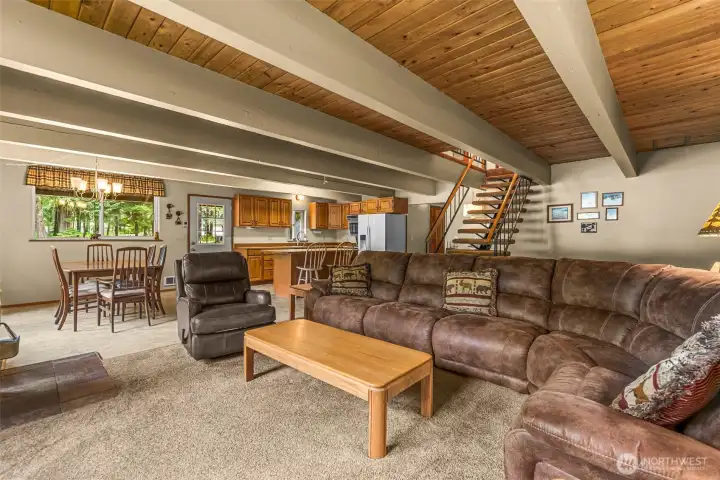 Open Concept Living Room, Wood Accents