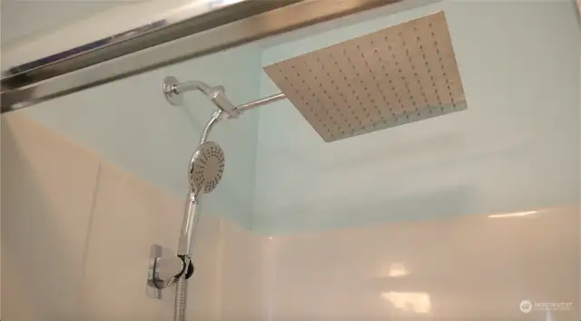 Rain shower in primary bathroom
