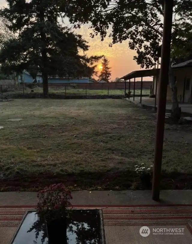 Sunset from the back deck and patio