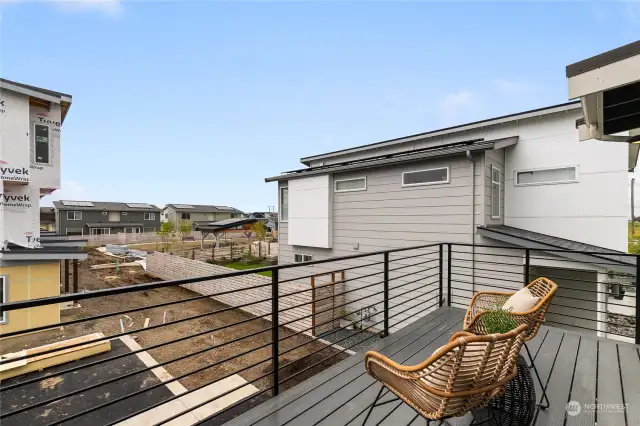 Spacious deck with view of Community Park