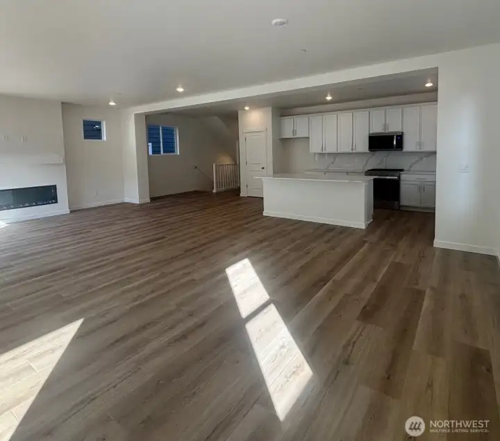 Spacious great room to kitchen view