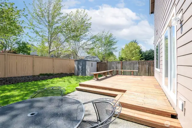 Patio and deck with built-in benches
