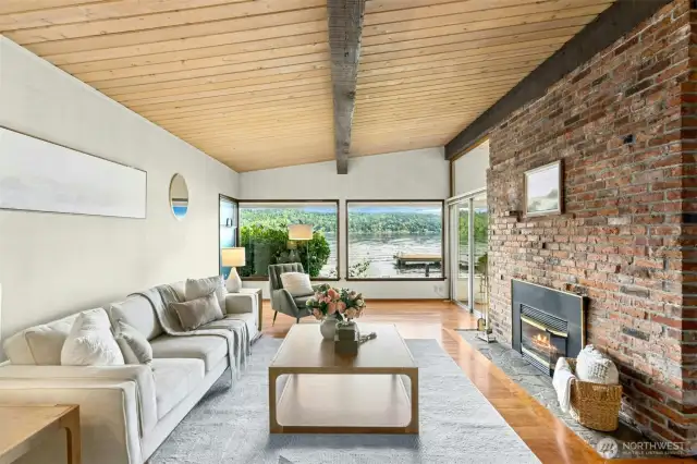 Brick fireplace
