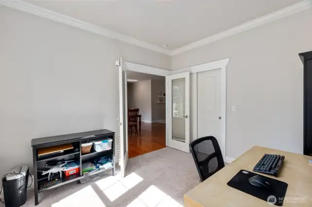 Another angle of the office, with french doors leading to the entry and dining room