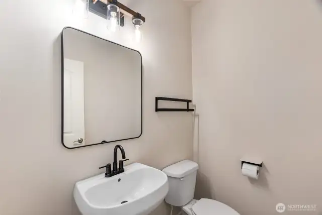 Powder room with pedestal sink