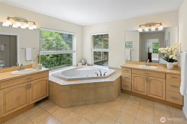 Primary Bath, Dual Basins, Plus Dual Walk-In Closets, Shower, and Water Closet