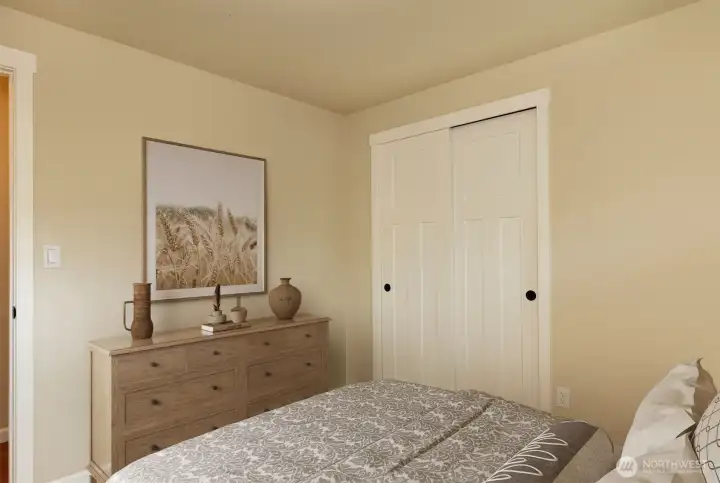Bedroom 1 with closet storage
