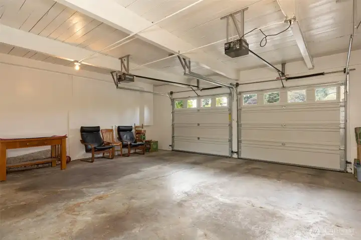 Great sized two car garage plus closet storage
