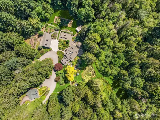 Here, a useful overview of Sweetlife’s offerings: The largest building is the main house, the garage with studio space sits across the paved parking area, and the guest cottage sits off on its own and enjoys views of the pond and orchards.The many entirely-organic gardens include countless ever-changing perennials and flowers, an herb garden, a veggie garden that enjoys all-day sun, established asparagus (a true treat), a huge berry patch with numerous varieties, strawberries, blueberries, grapes, apple and cherry trees, and much more. Other structures include a chicken coop with a predator-proofed run, a gazebo with a wood-fired pizza oven, a garden shed, a wood shed, and a building once used as an outdoor bathroom for “glamping” guests.