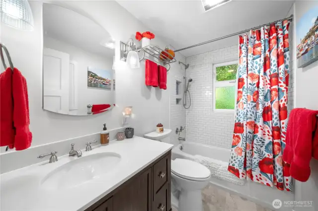 Fully remodeled main bathroom.