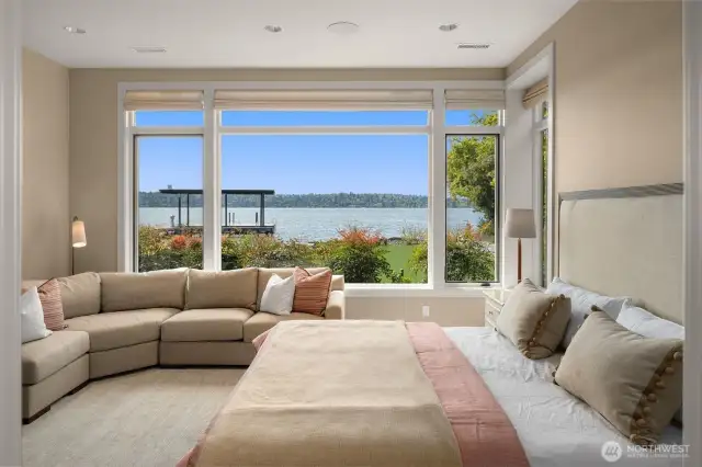 Even the lower level bedrooms take advantage of the expansive lake and mountain vistas.
