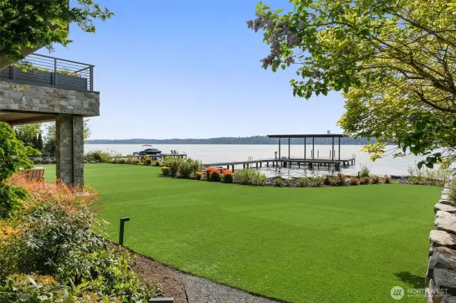 Southwest view of the expansive, level lawn