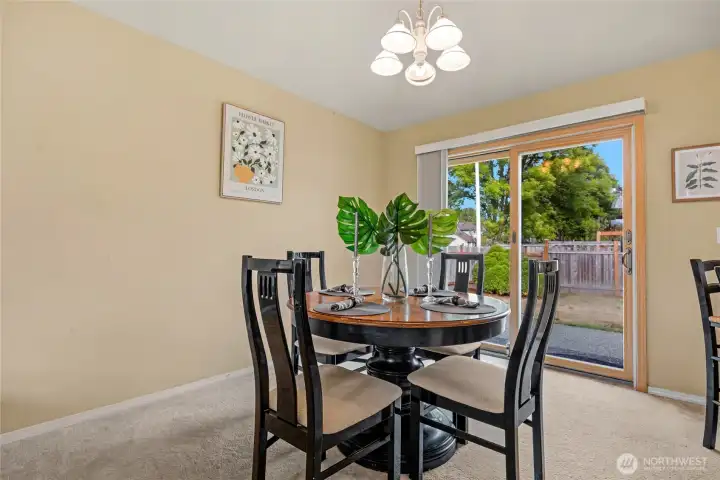 Dining area is spacious enough for a larger table.