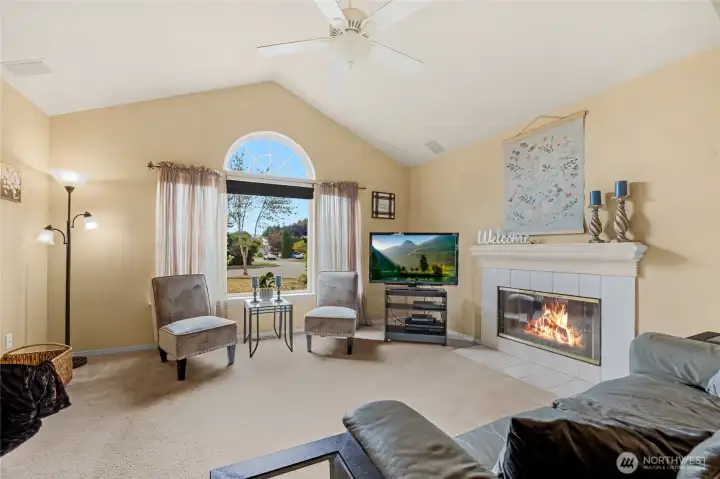 Living room with gas fireplace!