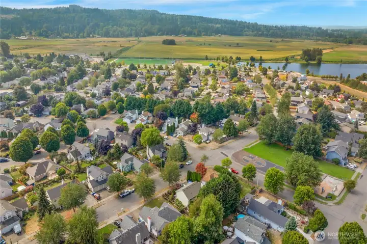 Fryeland Neighborhood with it's 17 parks, miles of walking/biking trails &  Lake Tye!