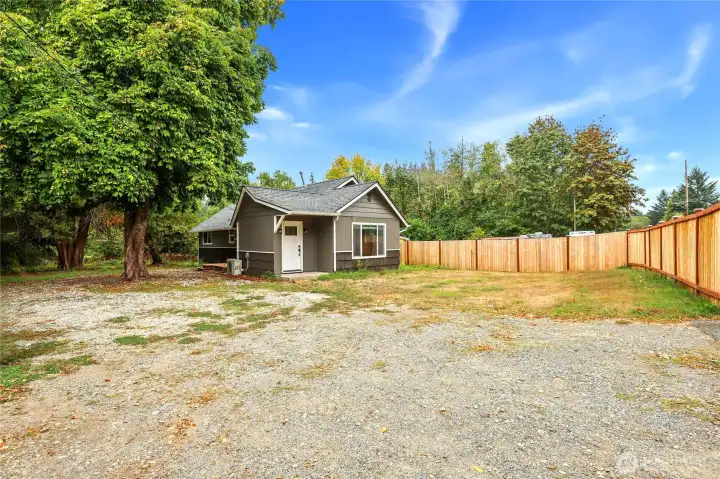 Front of driveway and front of the house
