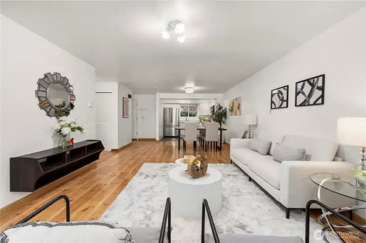 Hardwood flooring on the main level for easy care