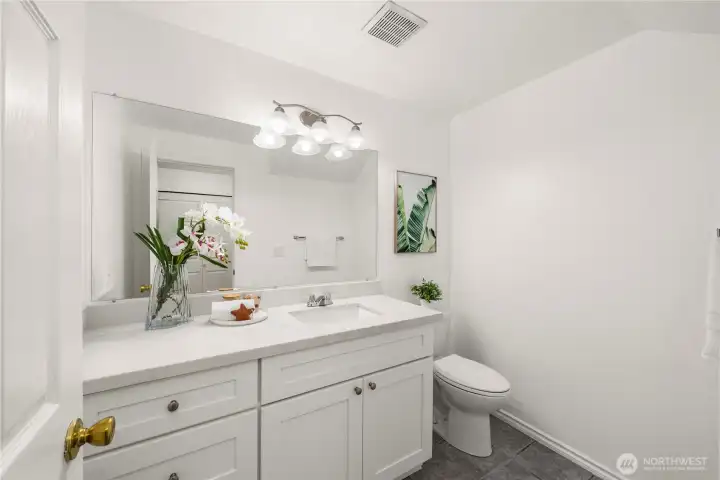 An newly updated powder room on main level