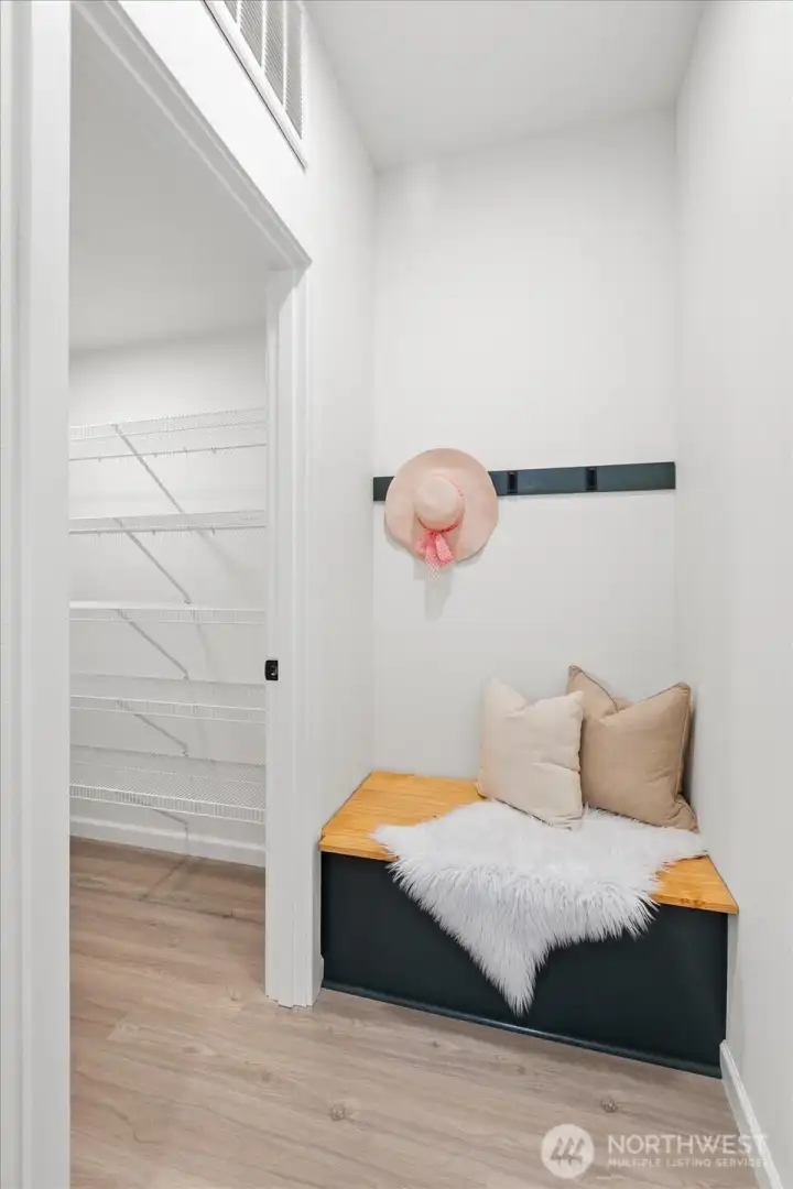 Hidden shoe storage bench.