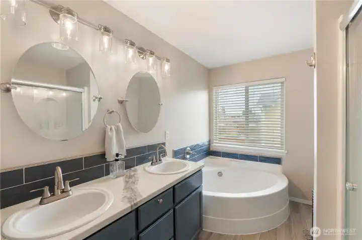 Updated 5 Piece Bath with soaking tub and walk-in shower