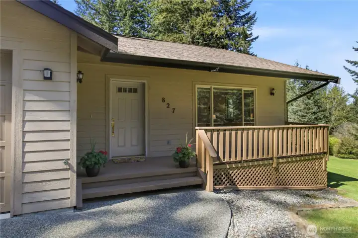 Front Entry to large covered sitting porch