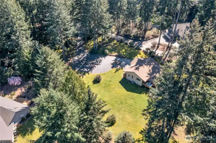 Aerial View of the house and property