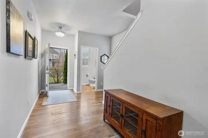 Generous foyer anchors the home, with easy flow to the family room and kitchen