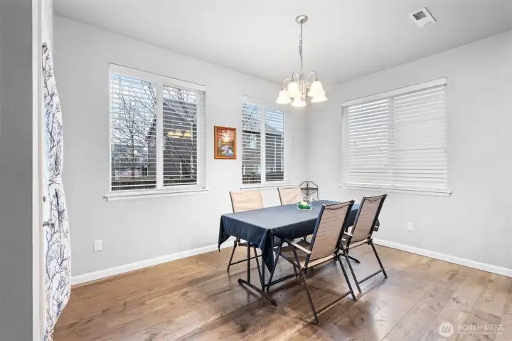 A dining space with the bones to become exactly what you envision