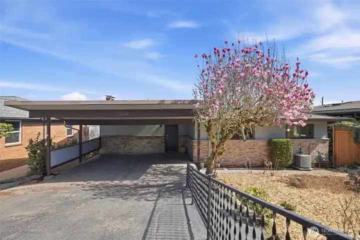 Lovely MCM roofline and large dry carport