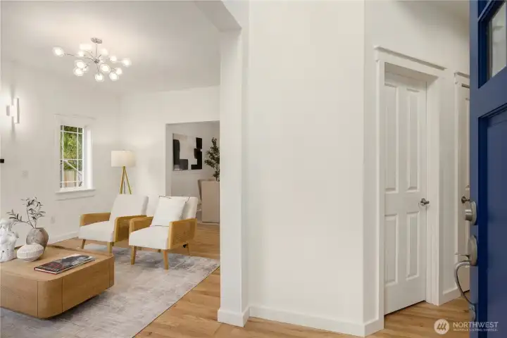 As you enter the front door the living room is on the left side.  Notice how impeccable everything is!