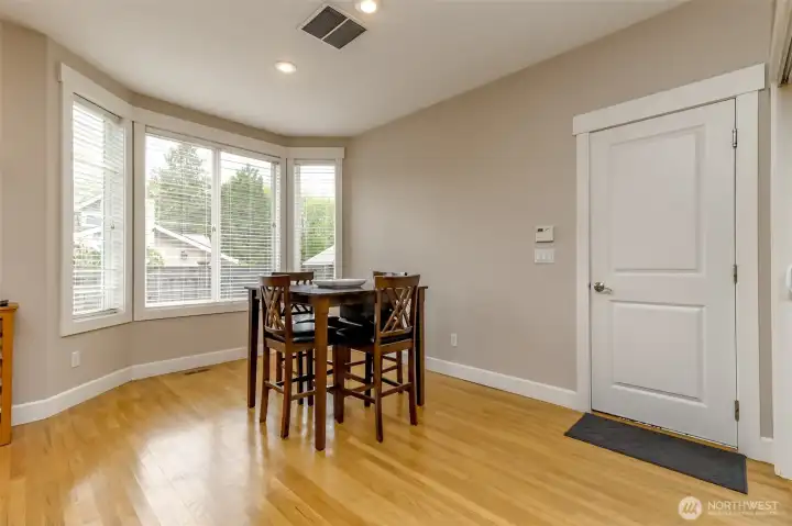 Carry groceries into the kitchen from the interior garage door.