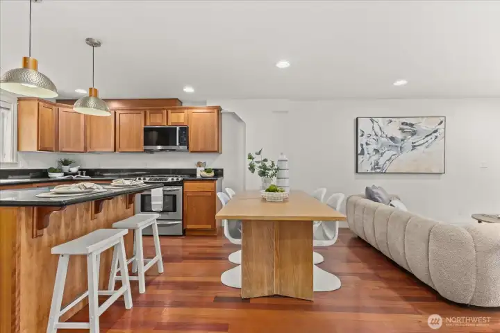 We start on the main living area (2nd level) where the open kitchen, great room and powder room are located. We start on the main living area (2nd level) where the open kitchen, great room and powder room are located.