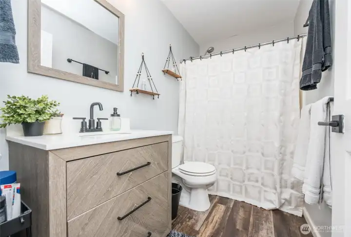 Upstairs main bath, updated. Upstairs main bath, updated.