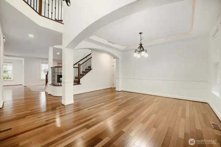 An elegant dining room, ready to host everything from casual meals to special occasions.