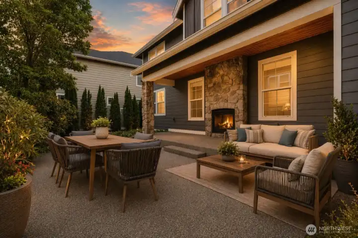 Exterior Rear Patio, Virtually staged