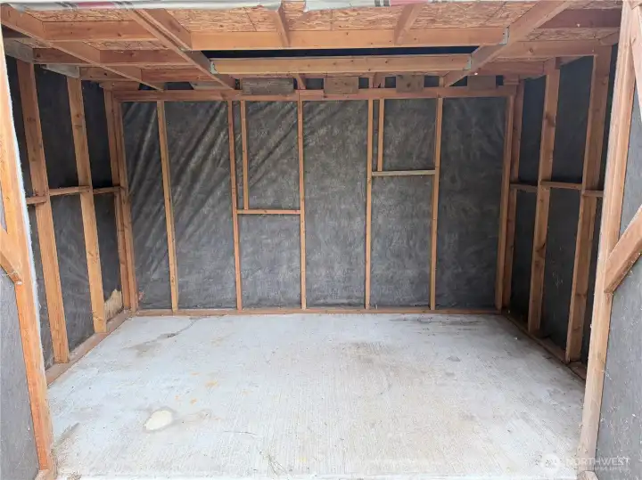 Interior of custom built shed..