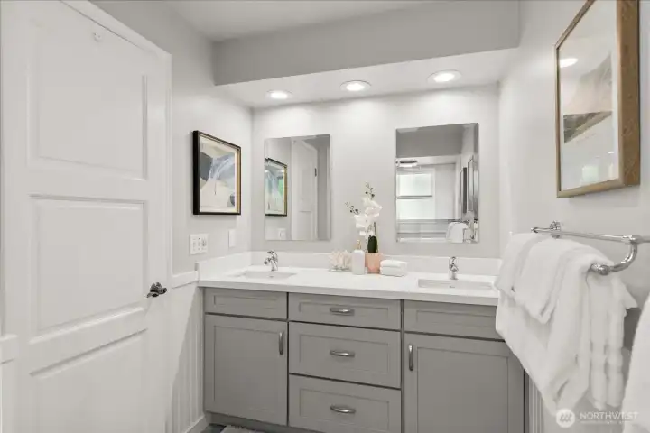 Remodeled Bathroom with Heater Floors Remodeled Bathroom with Heater Floors