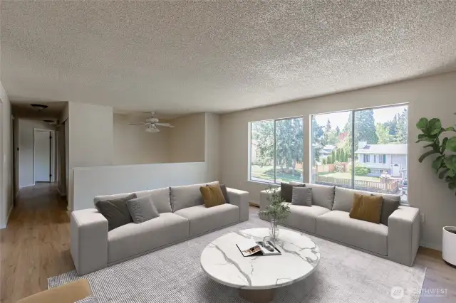 Large windows let in natural light! Virtually staged.