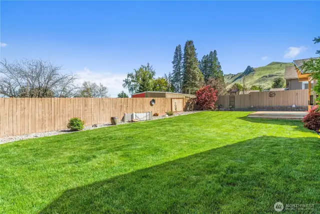 fully fenced back yard