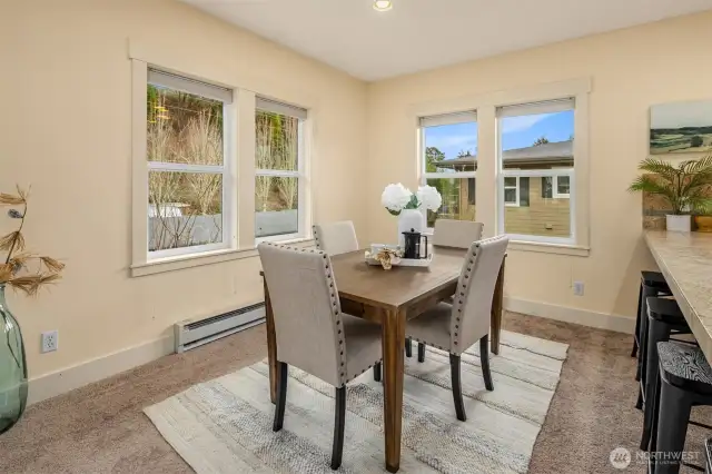The dining room is a welcoming space that sets the stage for shared meals and memorable gatherings.