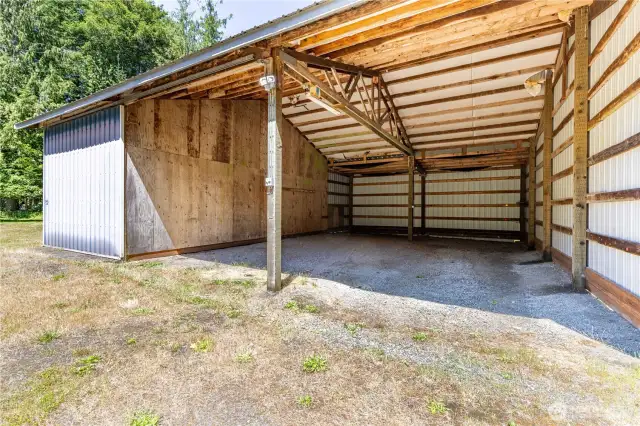Dbl carport for boat or RV with attached shop space