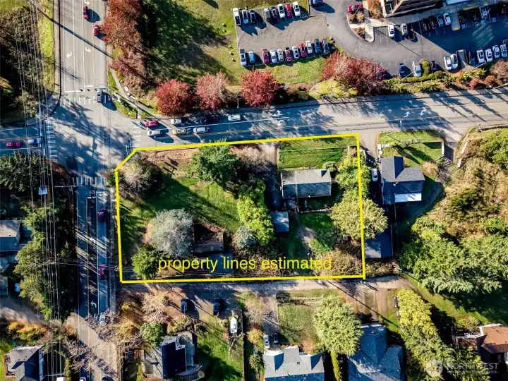 Directly overhead with property lines