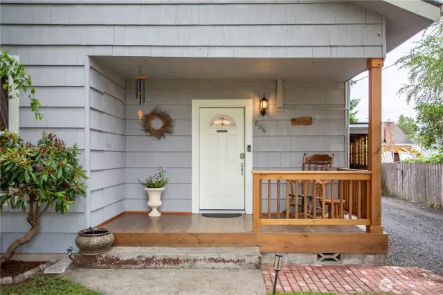 Covered front porch with sitting area