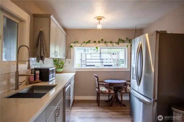 Eating nook in kitchen perfect for a bistro table