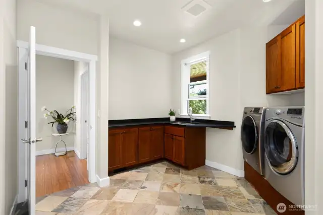 Laundry area off mud room (not pictured built in cubbies for shoes/coats)