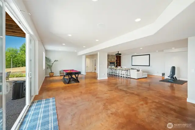 Radiant heated concrete floors throughout lower level.