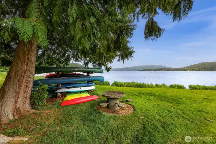 Community kayak/paddleboard storage located at North Point Beach.