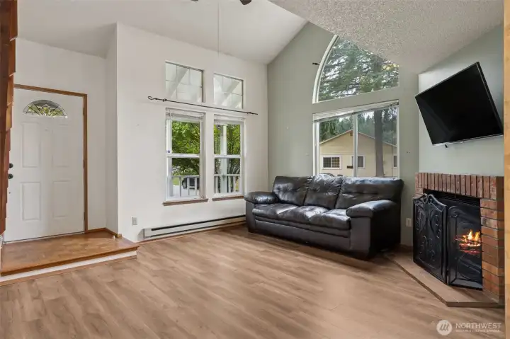 Living Room with Wood Fireplace